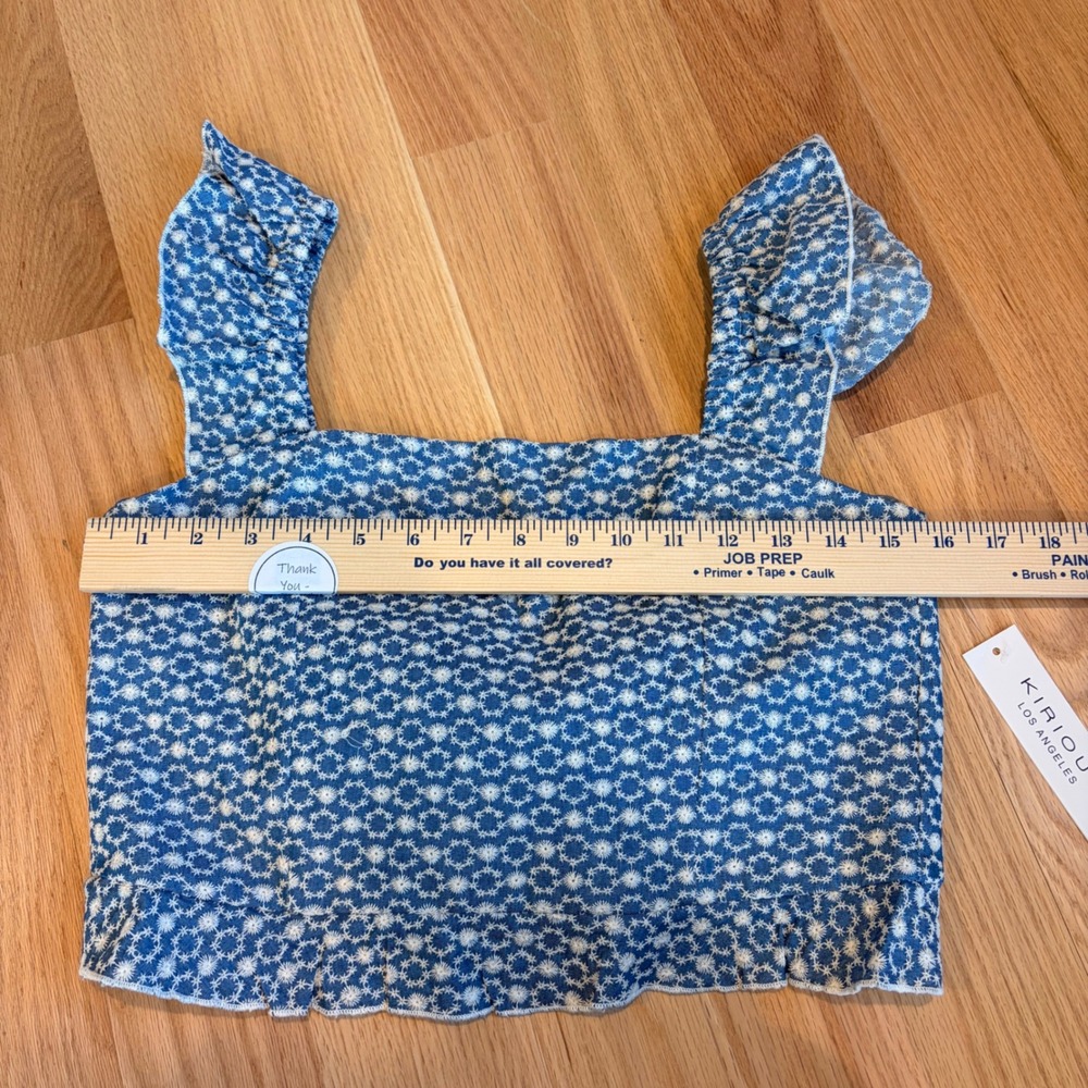 Kirious Womens Back Tie Crop Top Size M Babydoll Y2K Preppy Blue White Summer - Picture 4 of 8